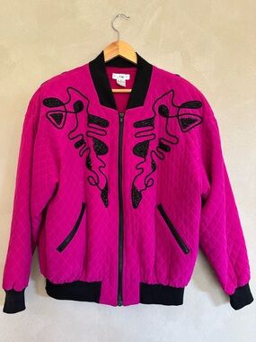 Kansai Yamamoto silk quilted beaded bomber jacket